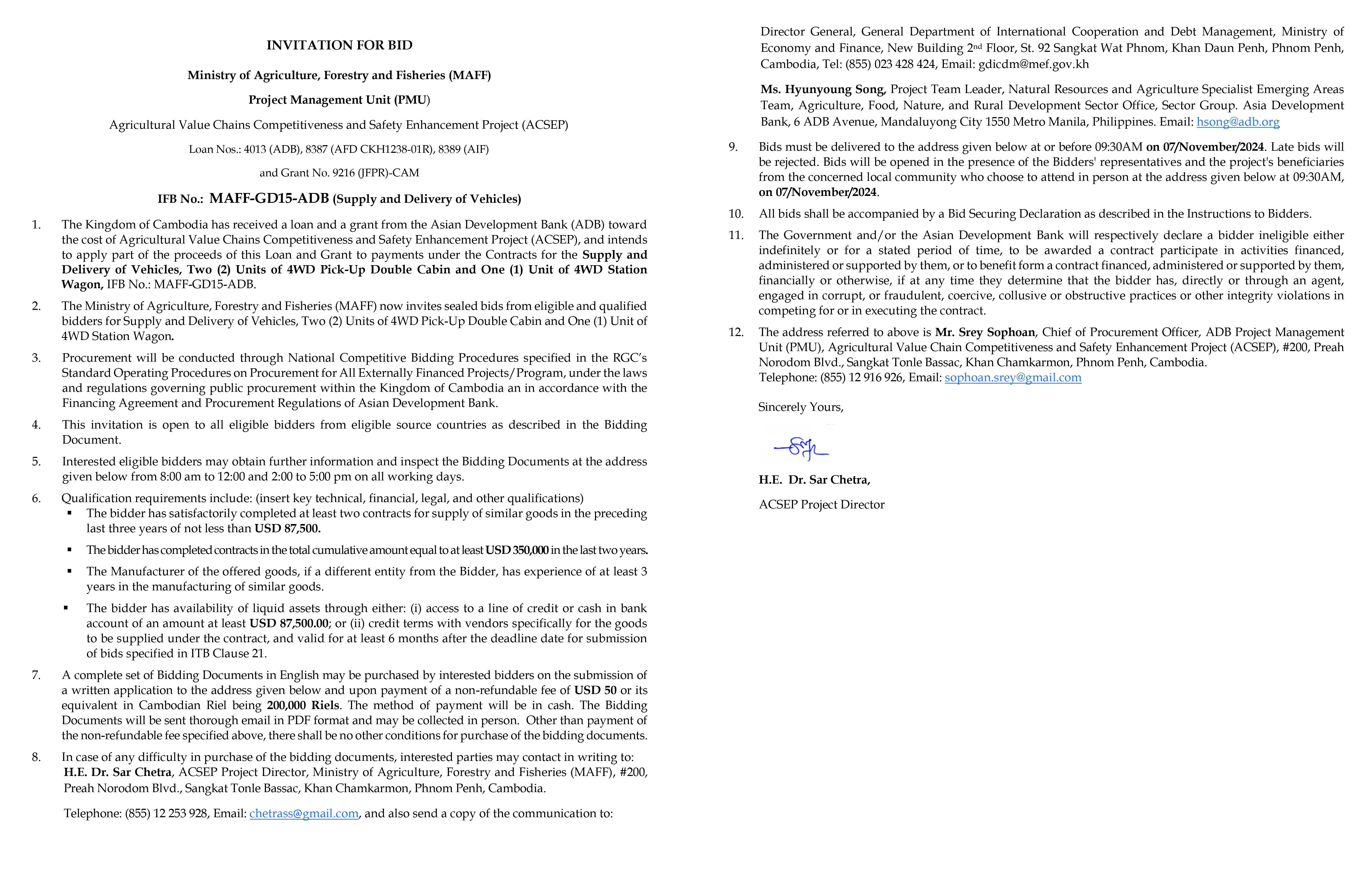 Invitation for Bidding__Goods advertisement 2024